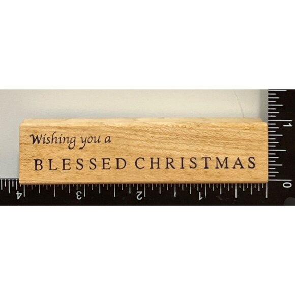 2014 ART IMPRESSIONS H-2776 WOOD MOUNTED RUBBER STAMP BLESSED CHRISTMAS - Picture 1 of 4